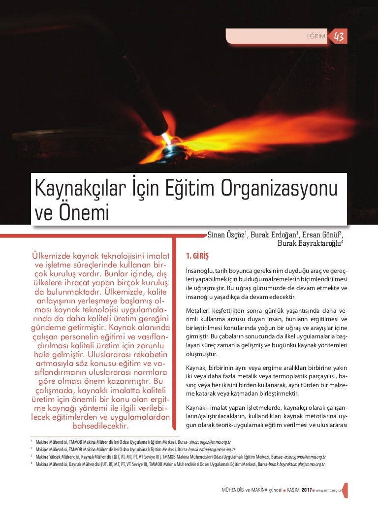 Ark kaynağı: güvenlik gereksinimleri Ark kaynağı: güvenlik gereksinimleri